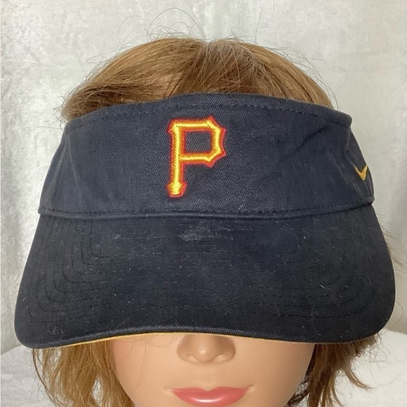 Pittsburgh Pirates Nike Vtg Logo MLB Golf Adult Visor Black Hat Cap Baseball New - Picture 2 of 7